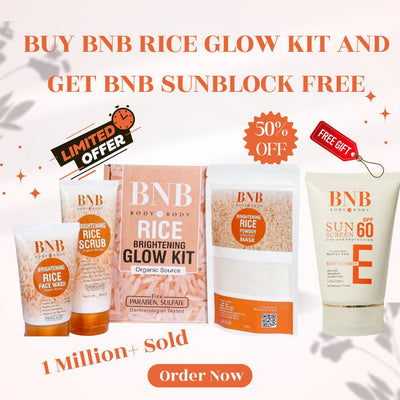 BNB 3 in 1 Rice Glow Kit + Free 50 Sunblock